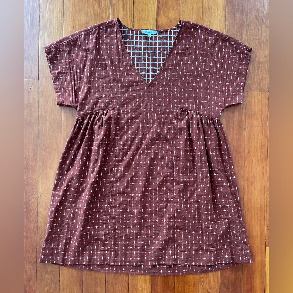NWOT Madewell Jacquard Dolman-Sleeve Mini Dress - Medium - Burnt Orange - Picture 8 of 9